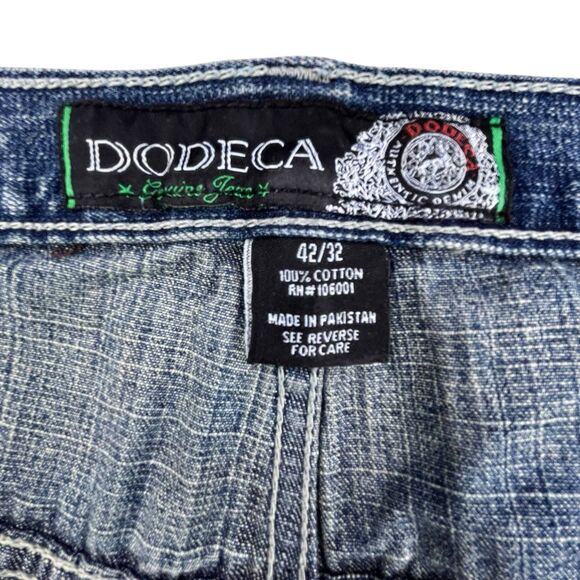 Vintage Dodeca Jeans Mens 42x32 Blue Denim Baggy Wide Leg Hip Hop Grunge Y2K - Picture 6 of 12